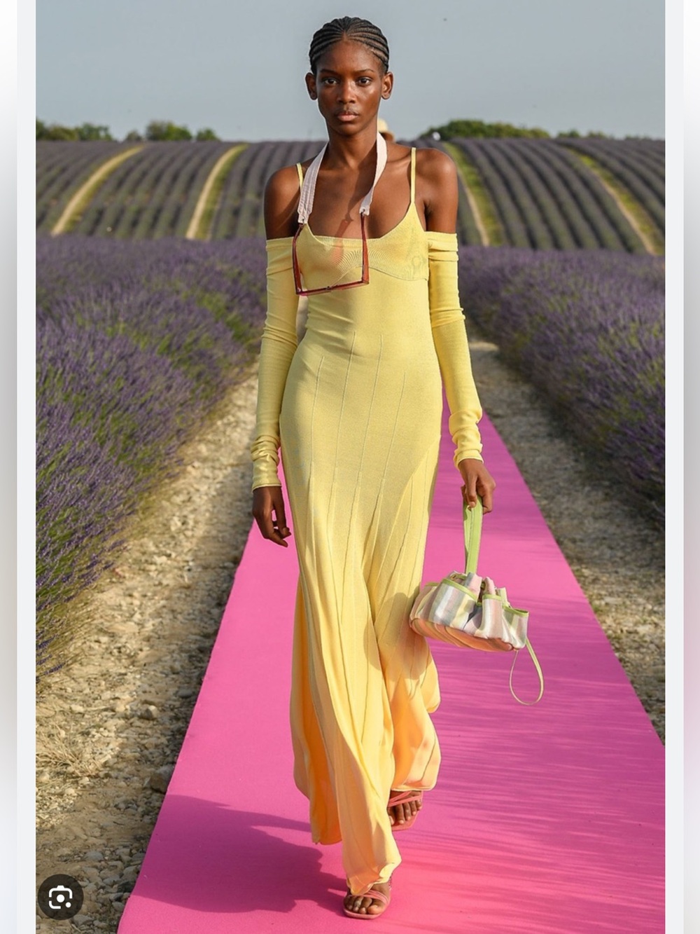 Jacquemus La Robe Maille Yellow Off Shoulder Maxi Dress XS/S Worn Once